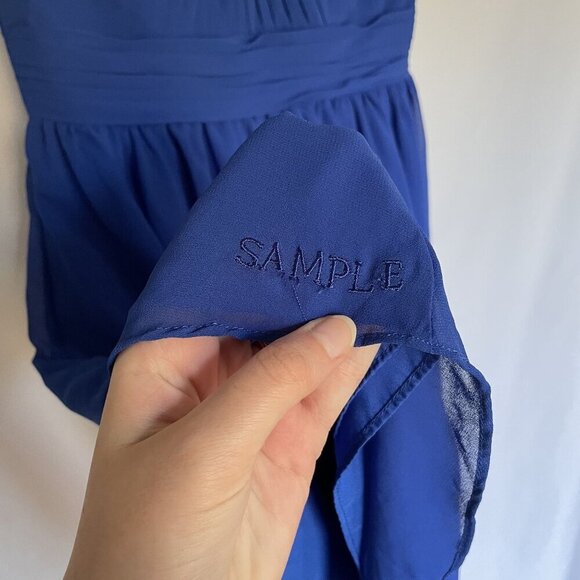 Bill Levkoff size 10 Elegant Blue Sleeveless Chiffon Dress With Ruched Bodice - Picture 6 of 10